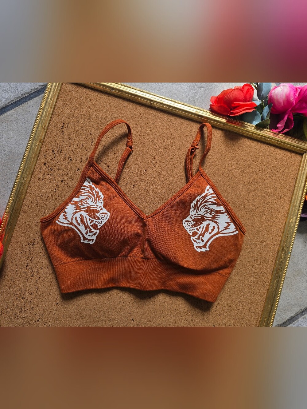Darc Sport Dual Wolf Chopper Everson Seamless Sports Bra In Rust Orange